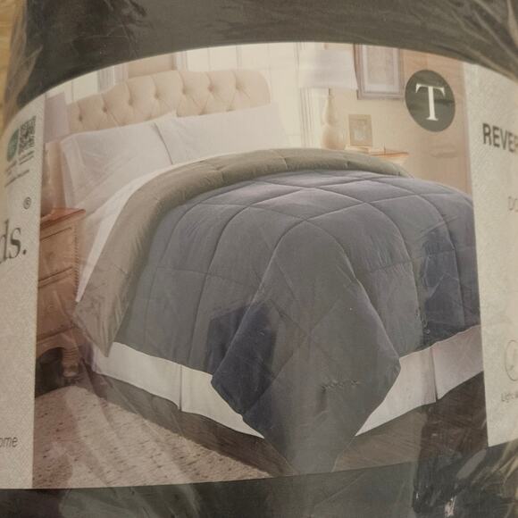 NEW Modern Threads Reversible All Seasons 2 Tone Gray Twin Comforter - Picture 5 of 7